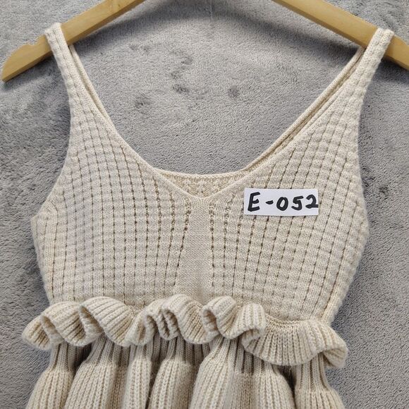 Unbranded Womens Cream Ivory Knit Cropped Peplum Crochet Tank Top Size S Boho - Picture 2 of 8